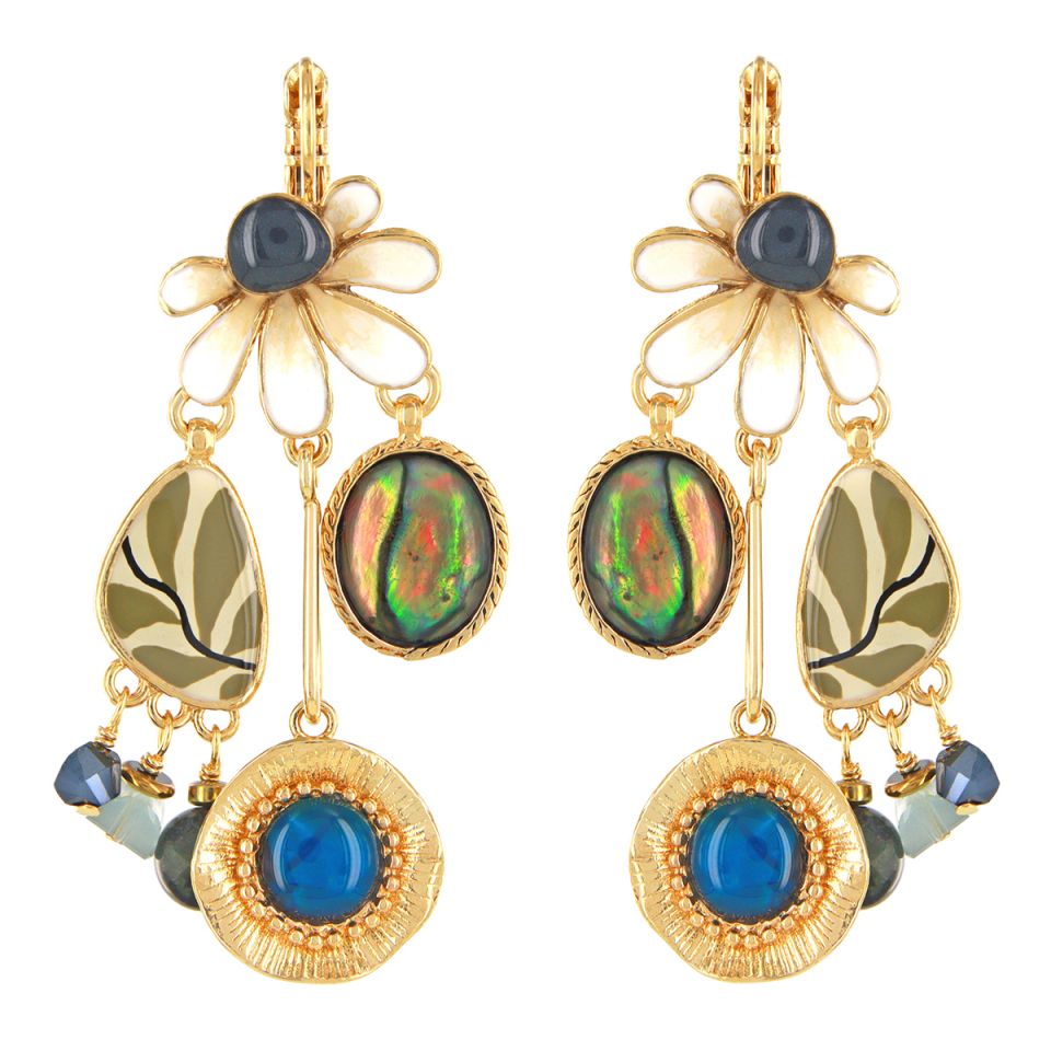 Taratata Jewellery Large Zen Flower Beaded Earrings