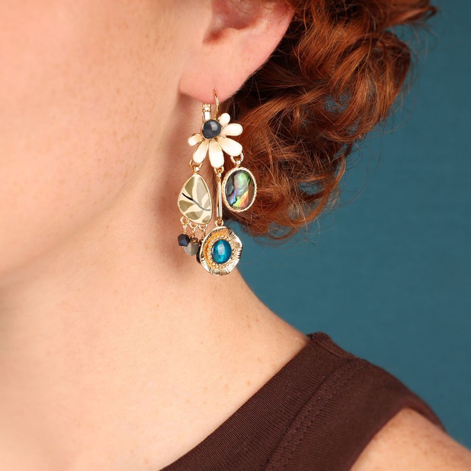 Taratata Jewellery Large Zen Flower Beaded Earrings