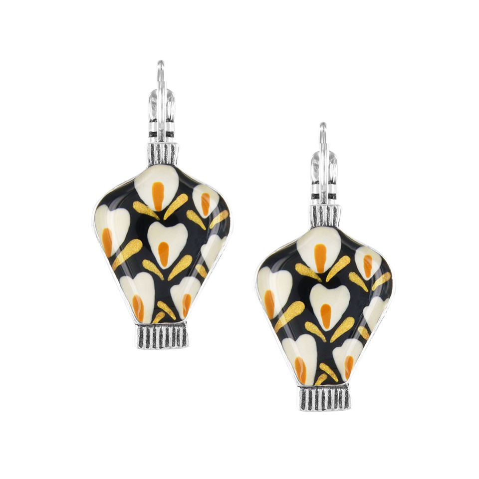 Taratata Jewellery - Black Floral Vase Earrings