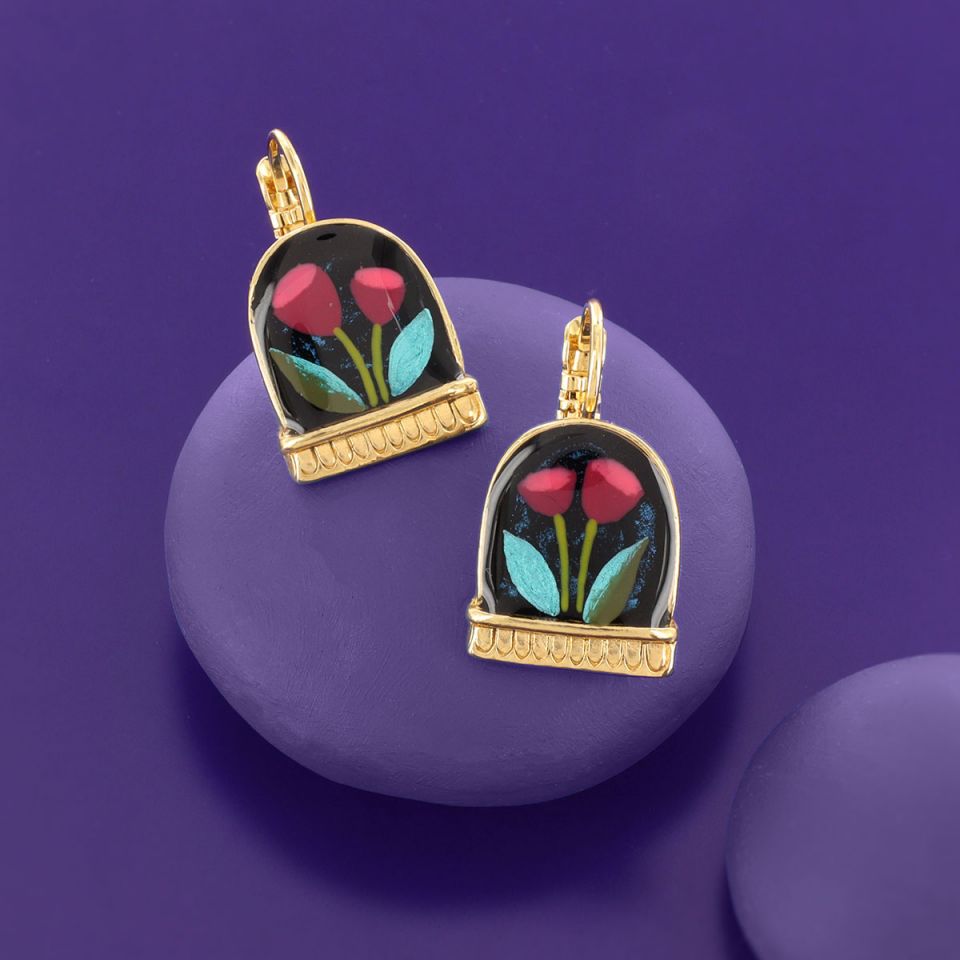 Taratata Jewellery - Flower Dome Lever Back Earrings