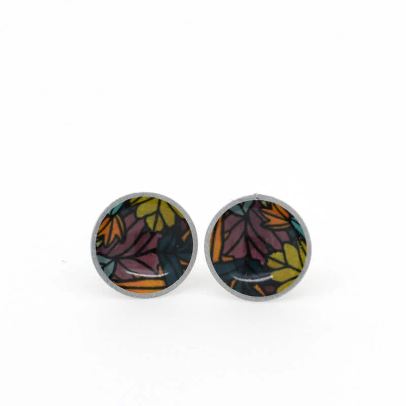Autumn Leaves Domed Studs