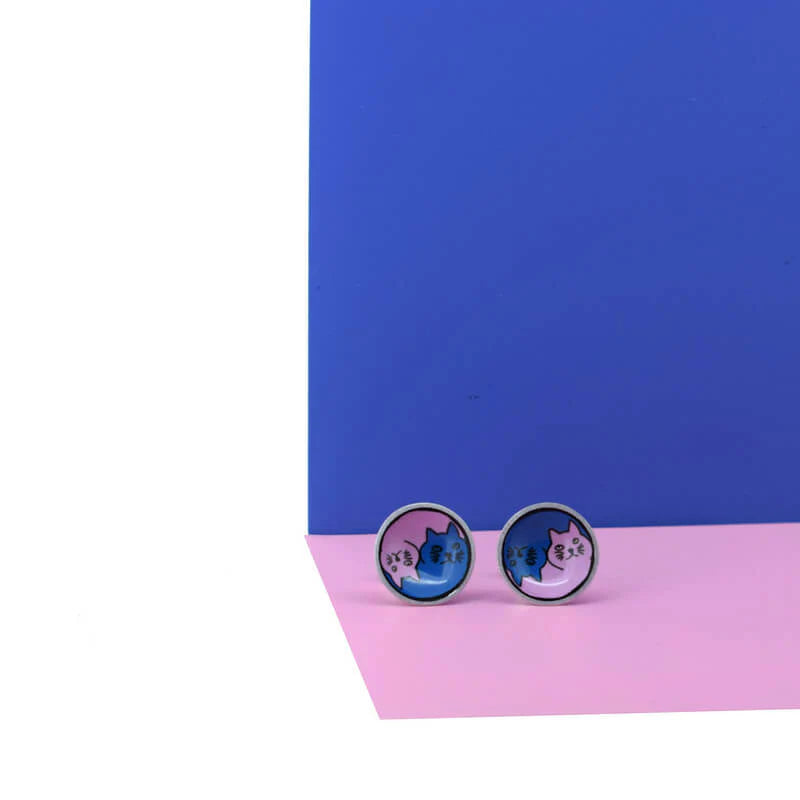 Yin Yang Cats Studs