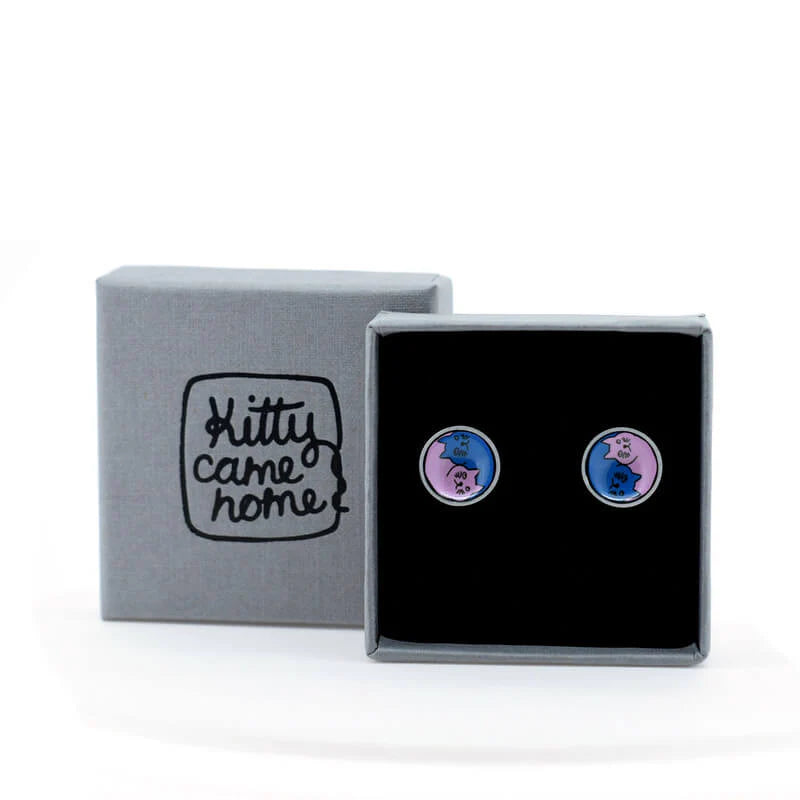 Yin Yang Cats Studs