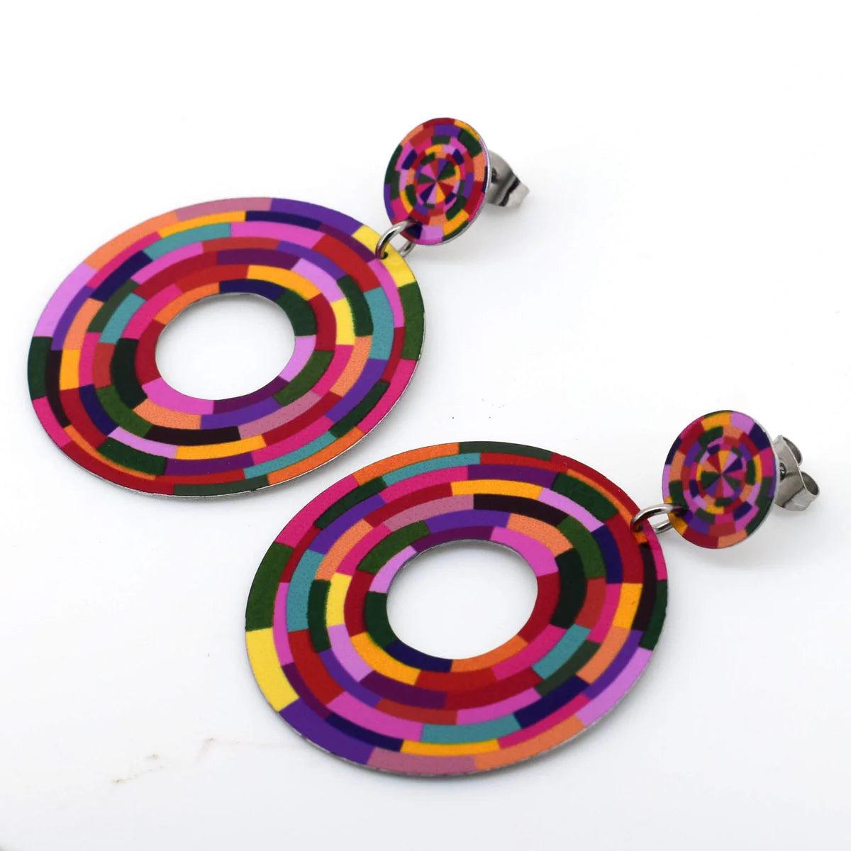 Rosey Posy Large Circle Drop Stud Earrings