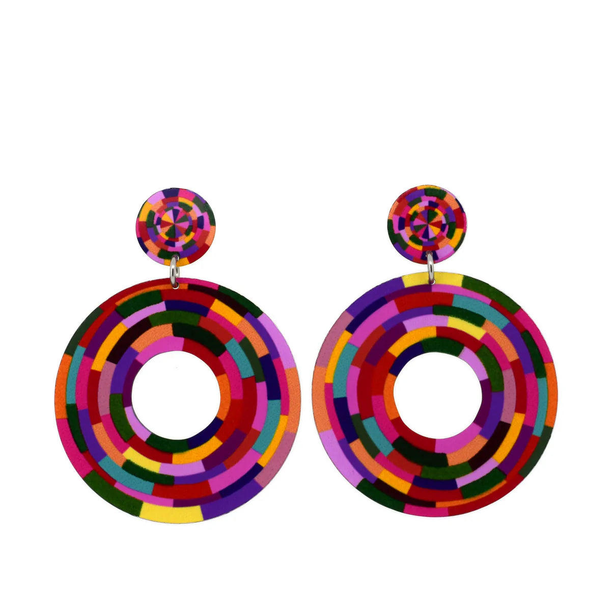 Rosey Posy Large Circle Drop Stud Earrings
