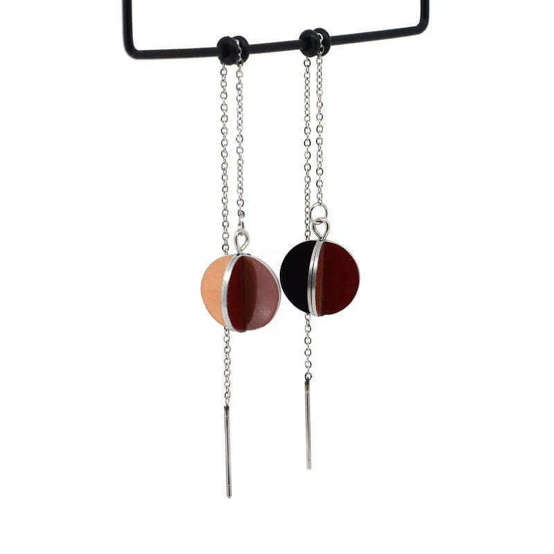 Earthy Ochre Pendulum Thread Earrings