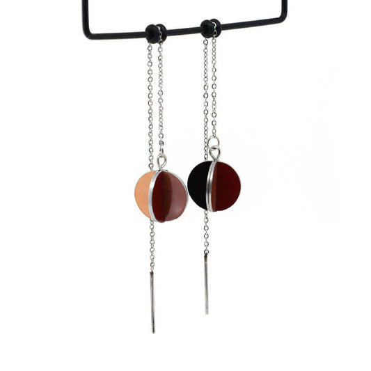 Earthy Ochre Pendulum Thread Earrings