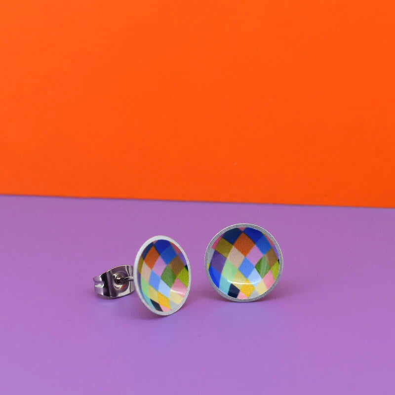 Harlequin Lines Domed Studs