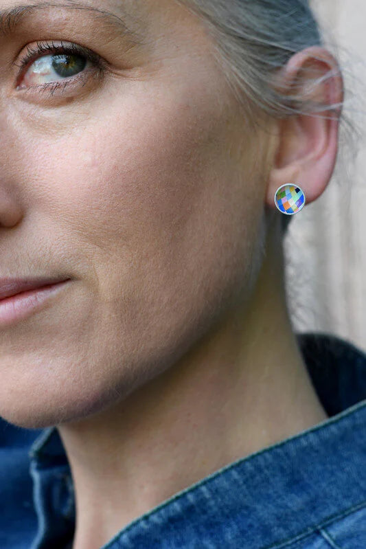 Harlequin Lines Domed Studs