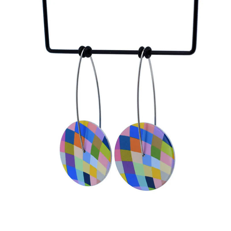 Harlequin Lines Medium Circle Drop Hooks