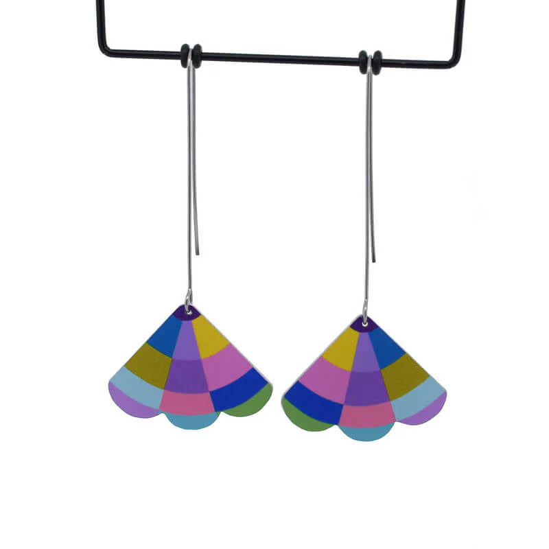 Flower Fan Long Drop Hook Earrings