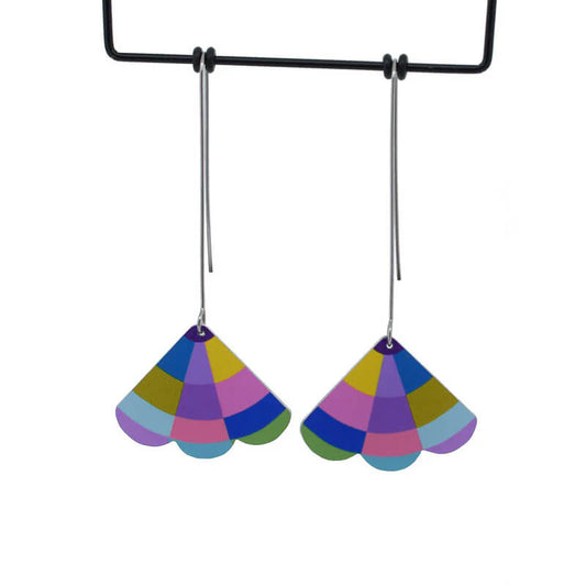 Flower Fan Long Drop Hook Earrings