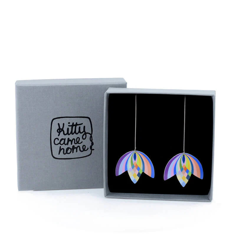 Art Deco Weave Long Drop Hook Earrings