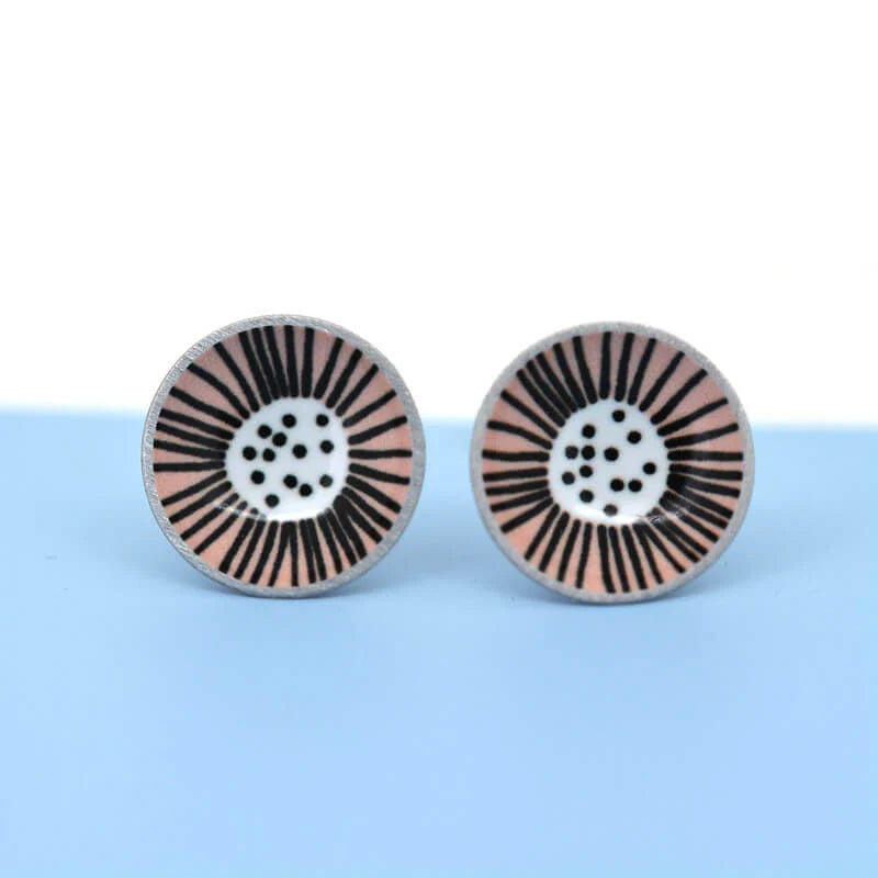 Mabel’s Garden Blush Flower Domed Studs