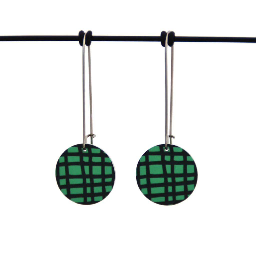 Crosshatched Small Circle Drop Hooks - green