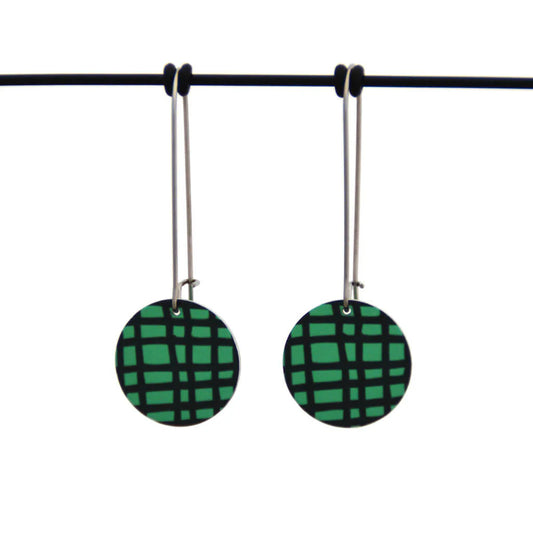 Crosshatched Small Circle Drop Hooks - green