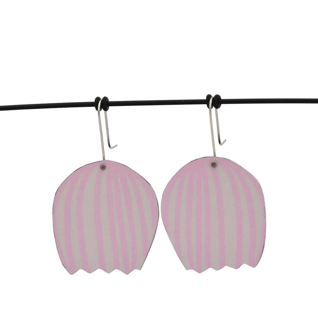 Mabel’s Bell Pink Flower Shepards Hook Earring