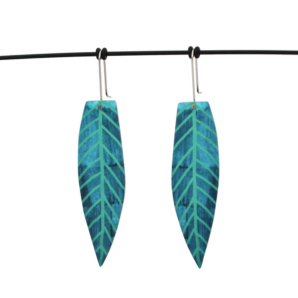 Blue Gum Leaf Shepards Hook Earring