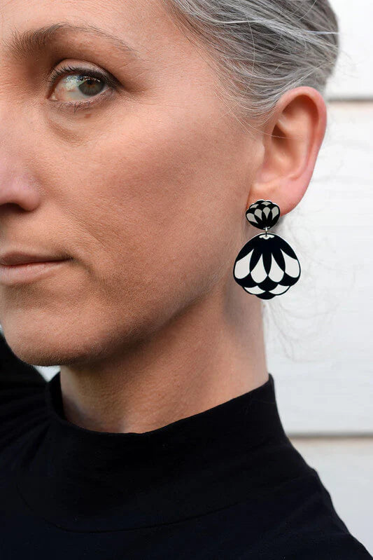 Art Deco Artichoke Double Drop Stud Earrings