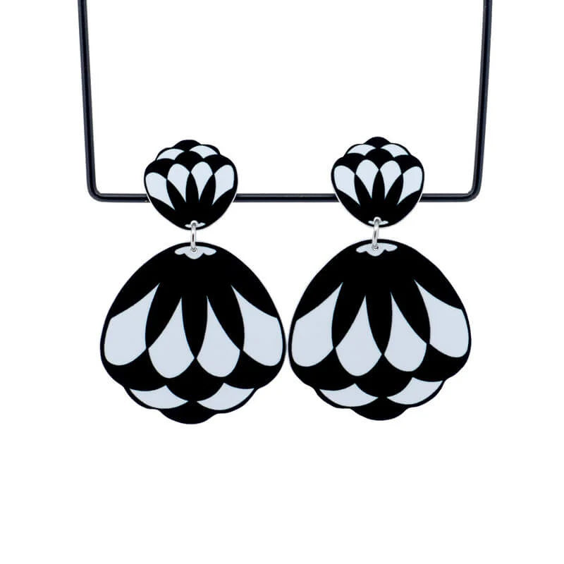 Art Deco Artichoke Double Drop Stud Earrings