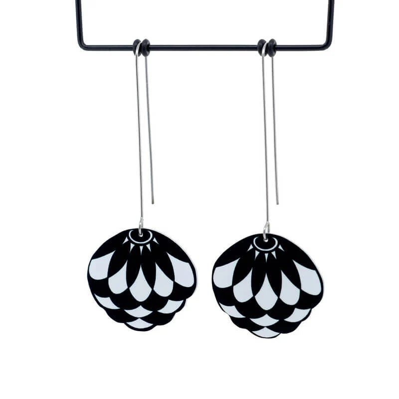 Art Deco Weave Long Drop Hook Earrings