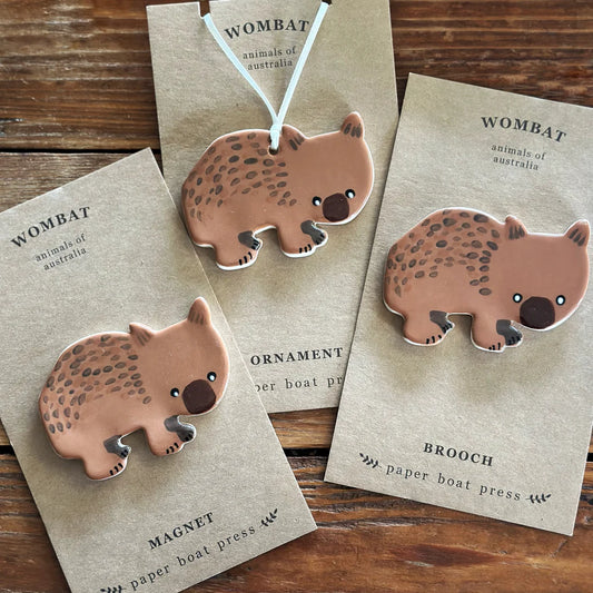 Paper boat press - ceramic wombat