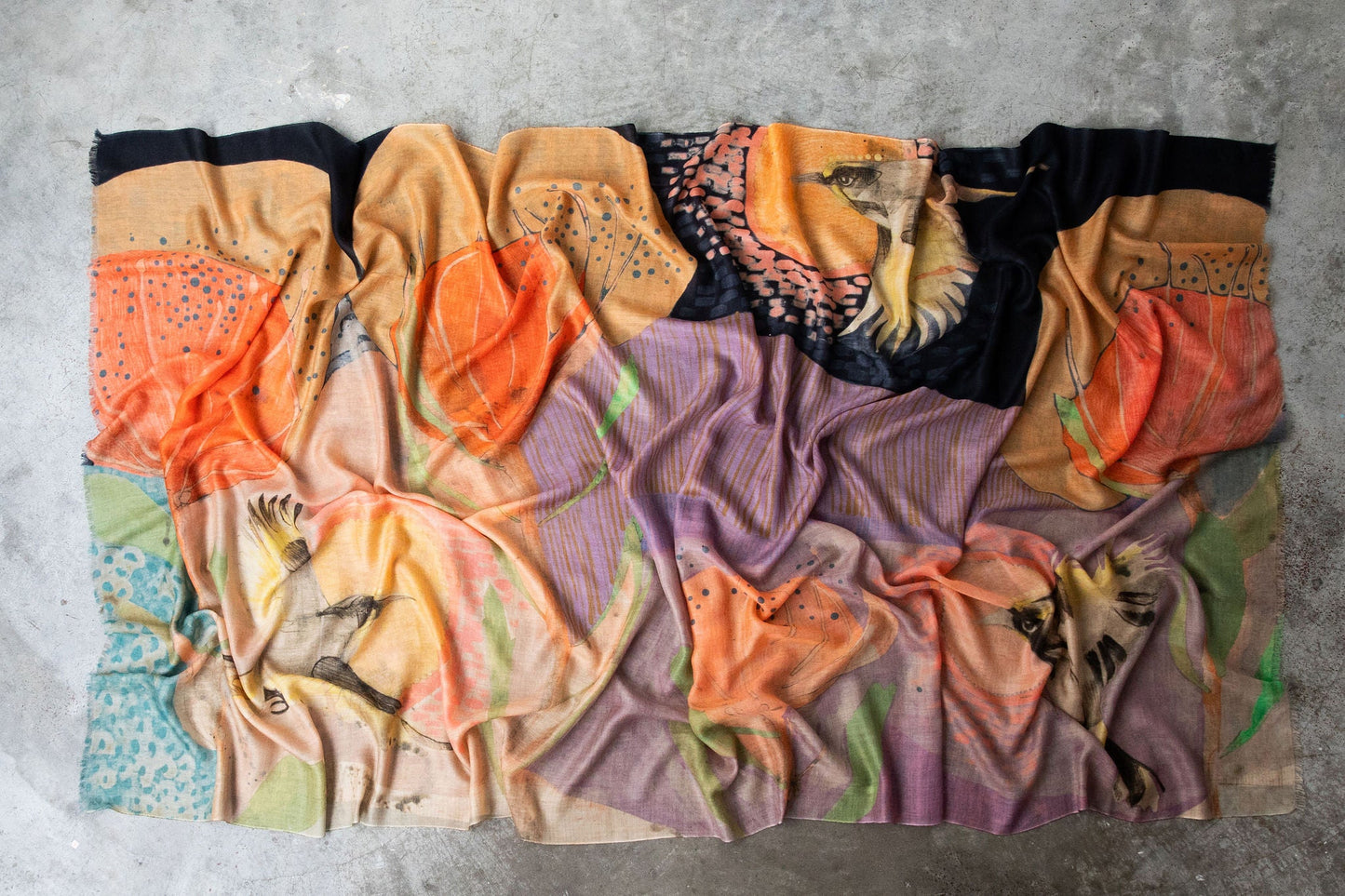 Dana Kinter Cashmere Wool Scarf - The Fluttering of Birds