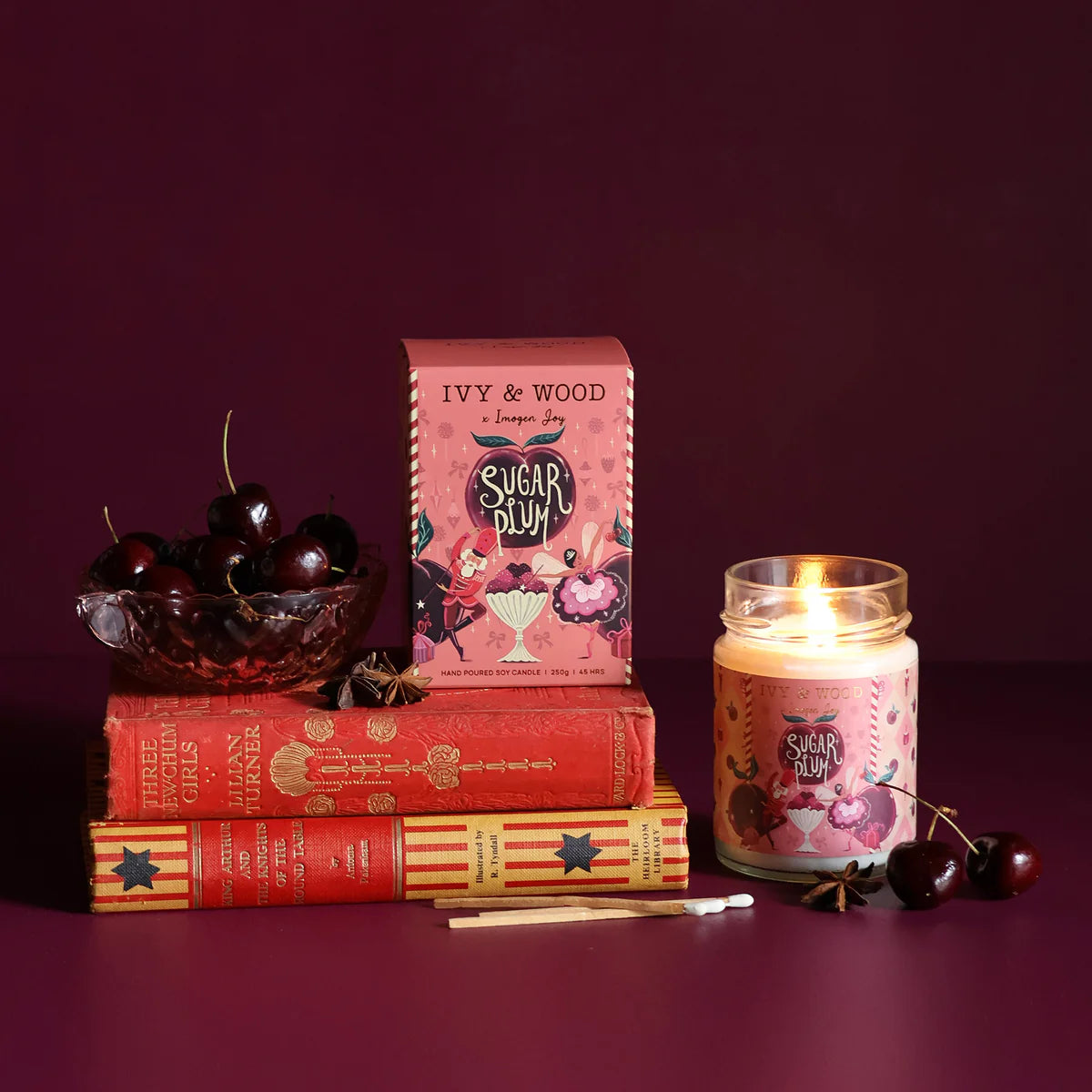 Ivy and Wood Sugar Plum Christmas Candle