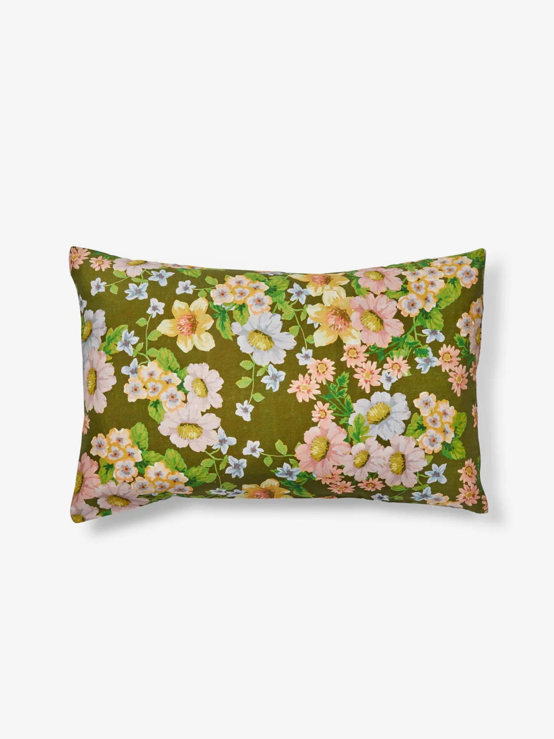 Bonnie and Neil Buttercup Olive Linen Pillowcases