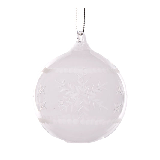 Clear Snowflake Etched Bauble Decoration