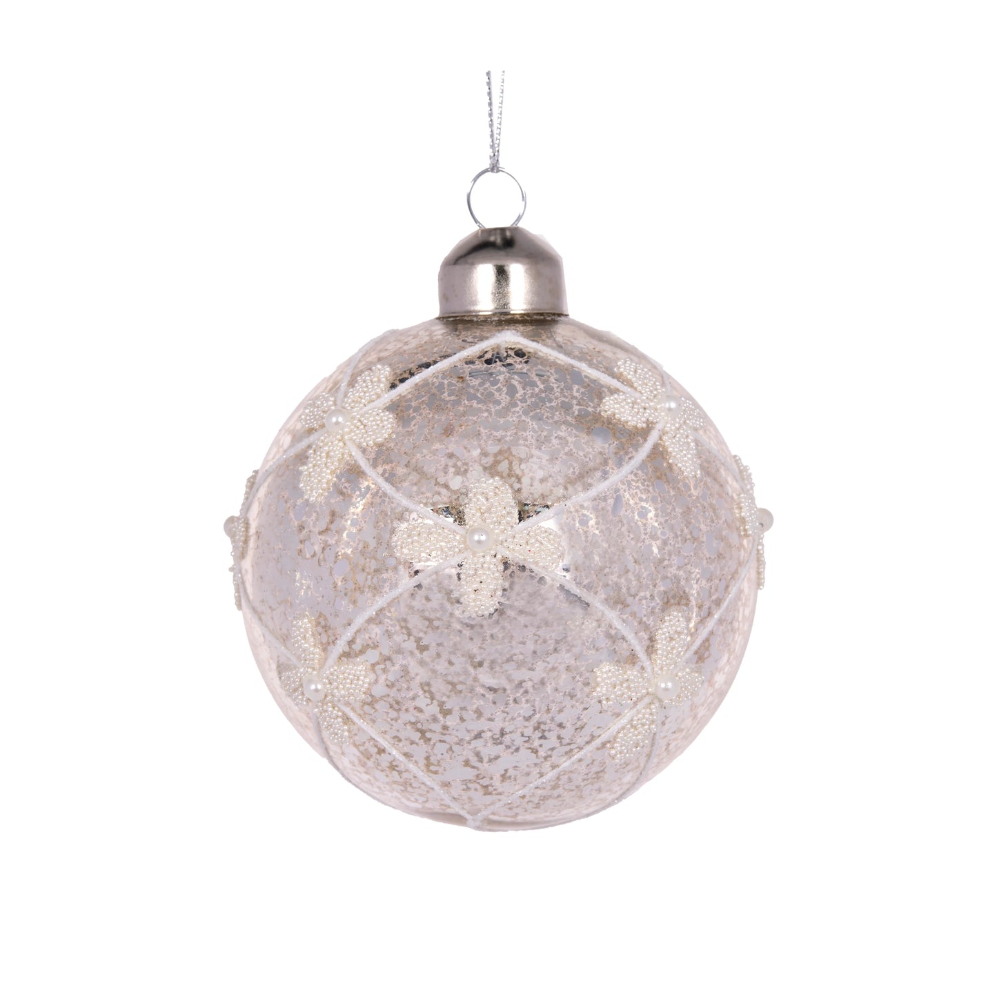 Silver Mercury Fleur Bauble Decoration