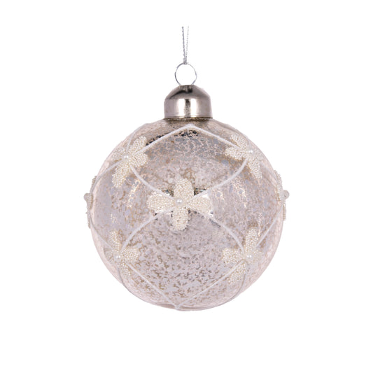 Silver Mercury Fleur Bauble Decoration