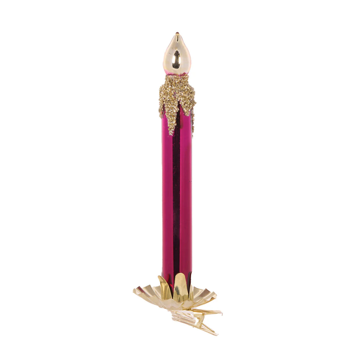 Vintage Glass Pink Clip Candle