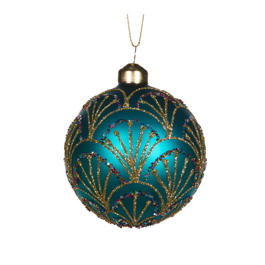 Blue Scalloped Imperial Bauble Decoration