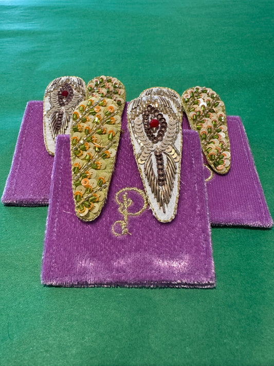Powder Hair Clips - Feather and Stripe