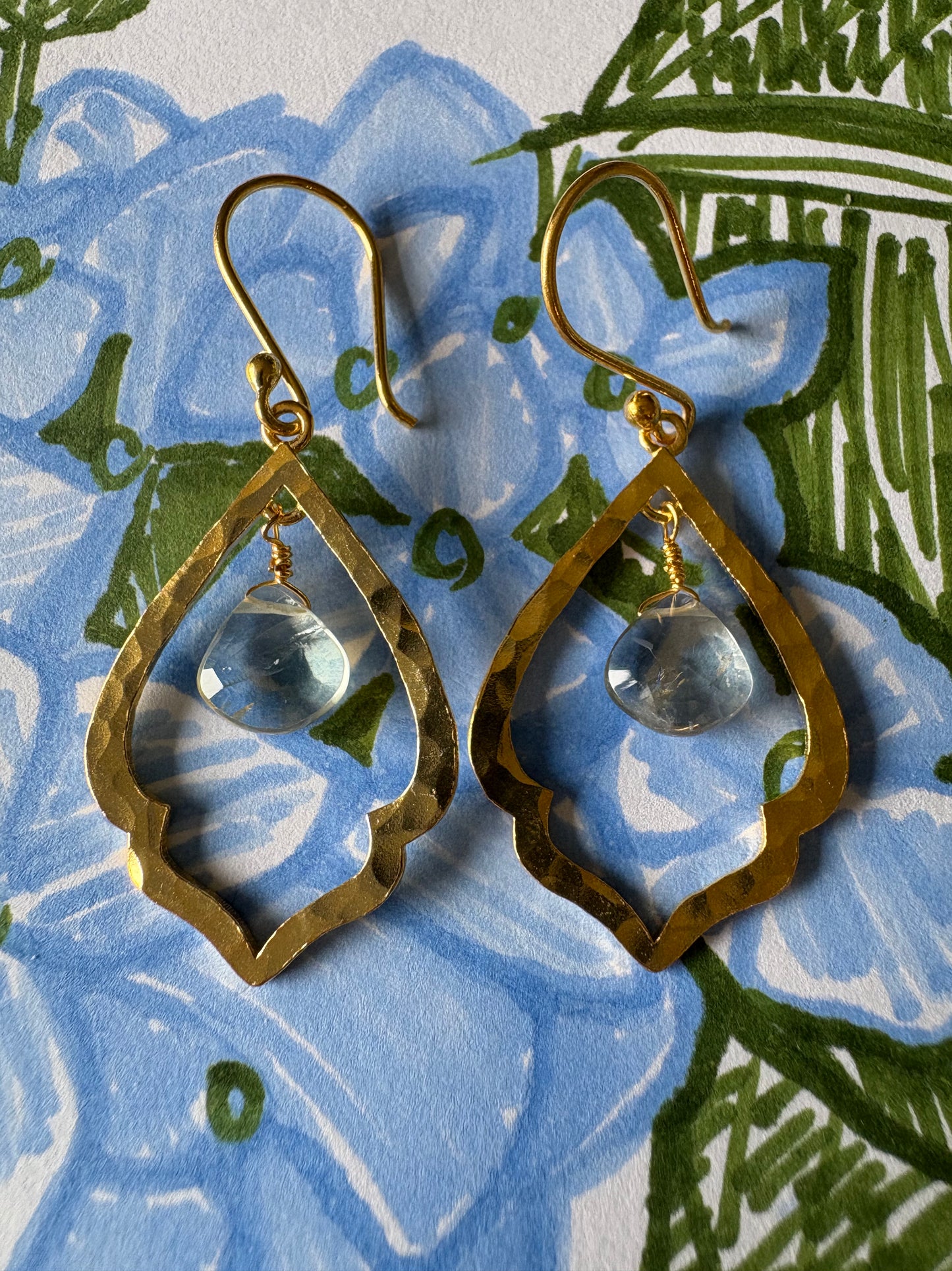 Azime Earrings with Small Green Amethyst Drop
