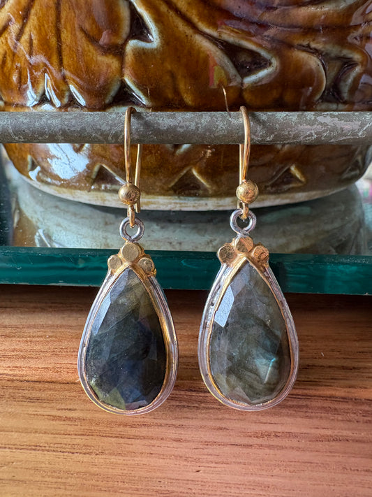 Large Labradorite Drop Earrings