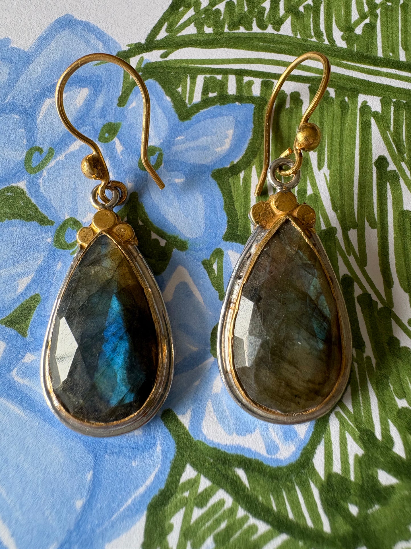 Large Labradorite Drop Earrings