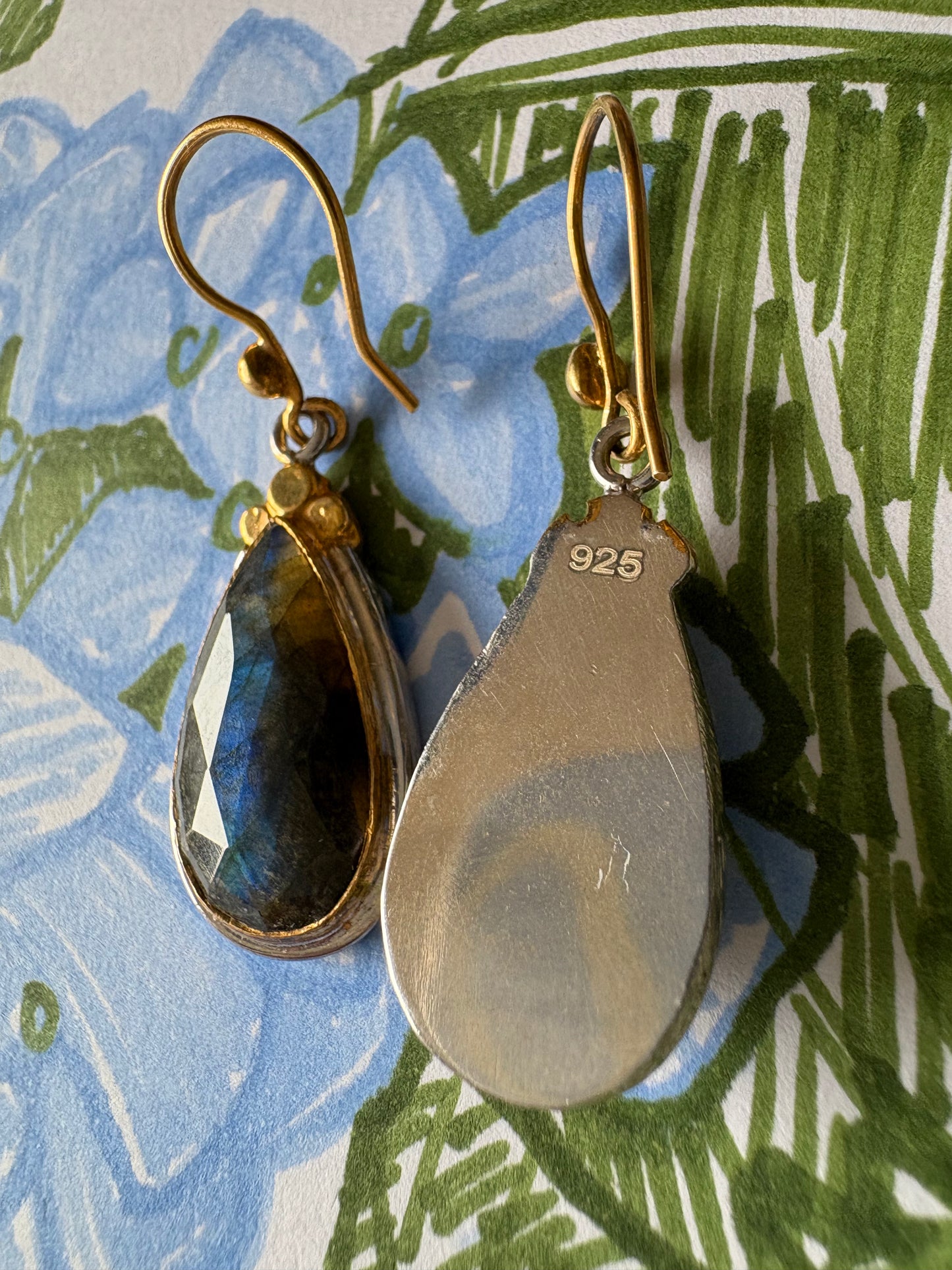 Large Labradorite Drop Earrings
