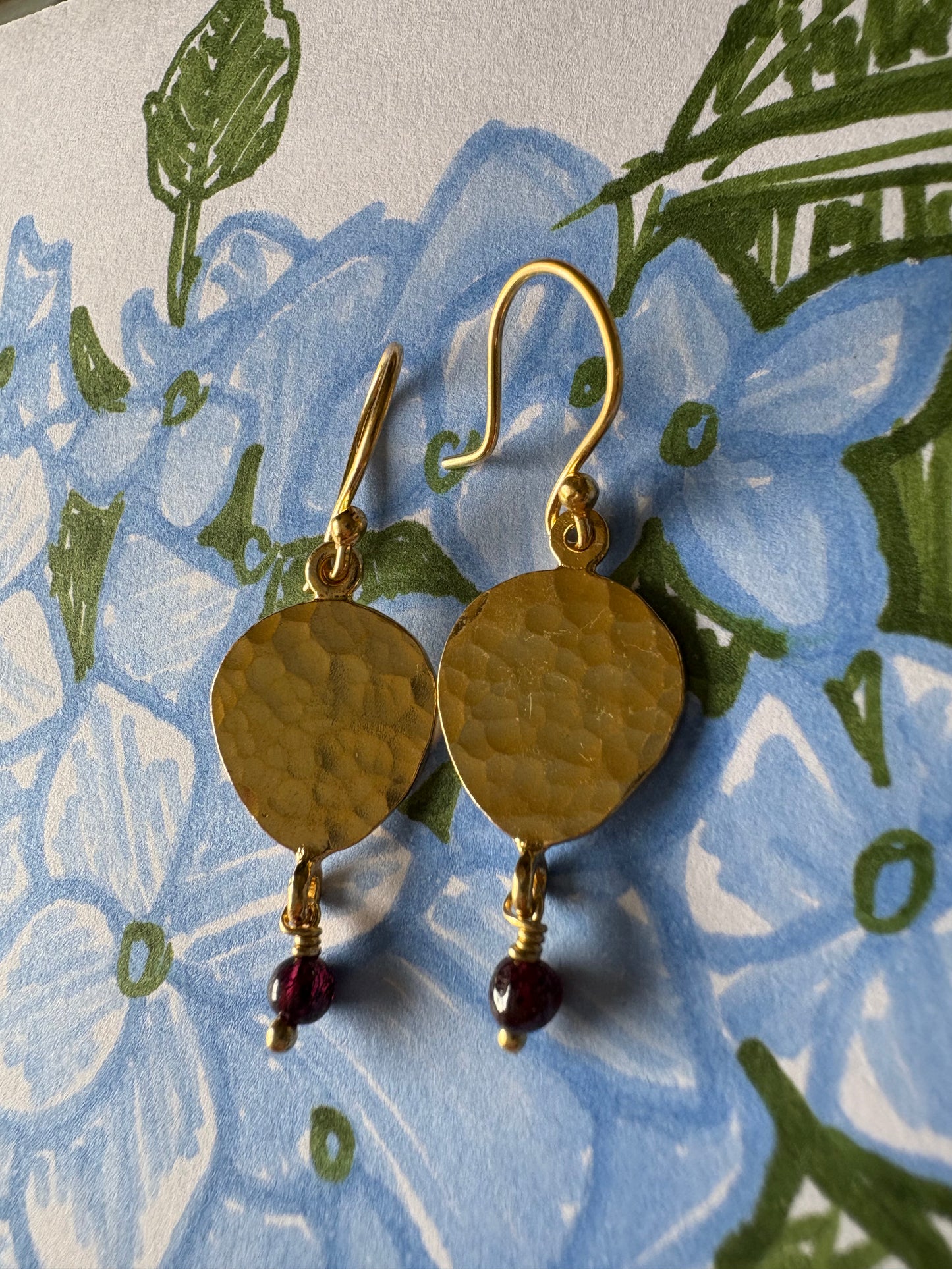 Bahri Drop Earrings with Garnet stone