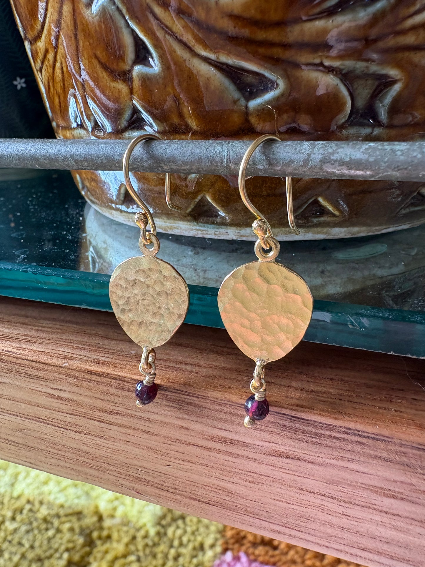Bahri Drop Earrings with Garnet stone