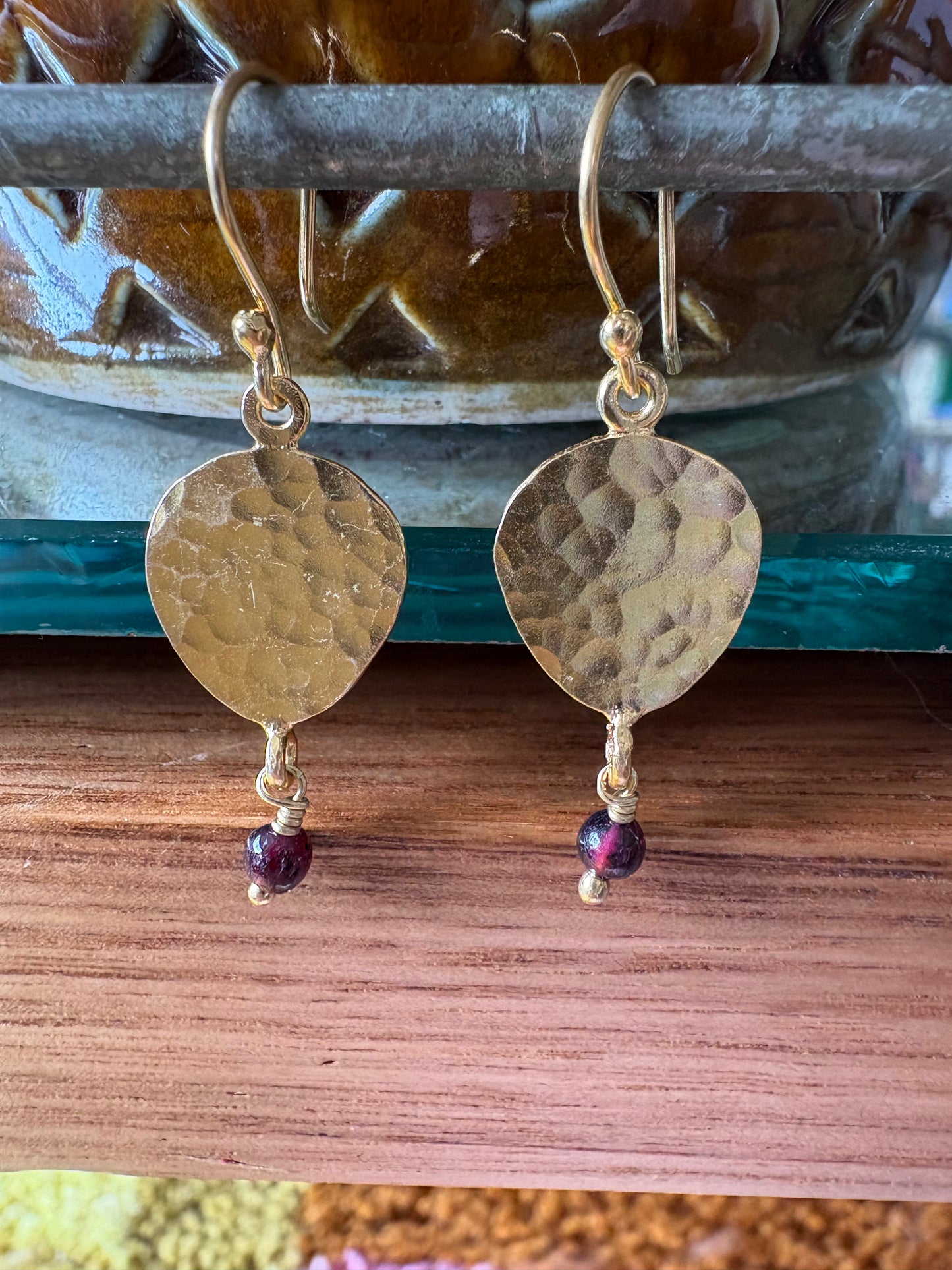Bahri Drop Earrings with Garnet stone
