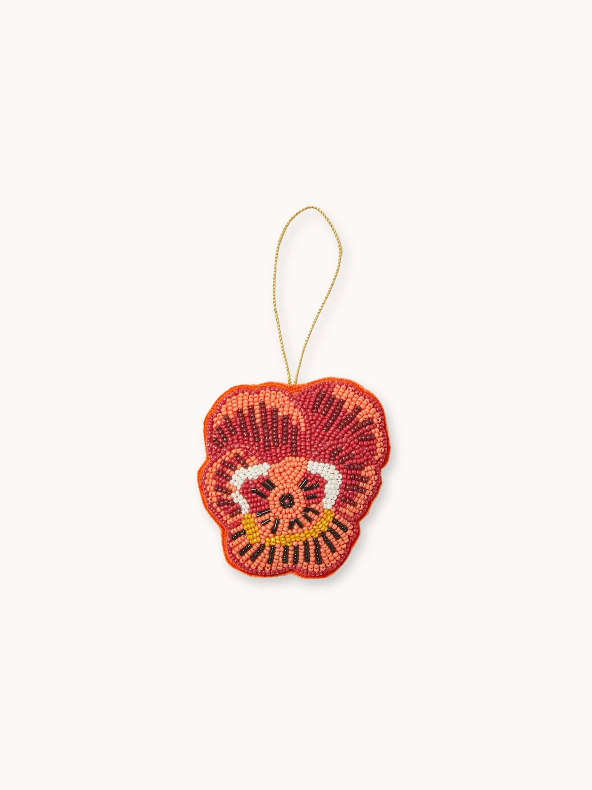 Bonnie and Neil Beaded Pansy Decoration - Orange