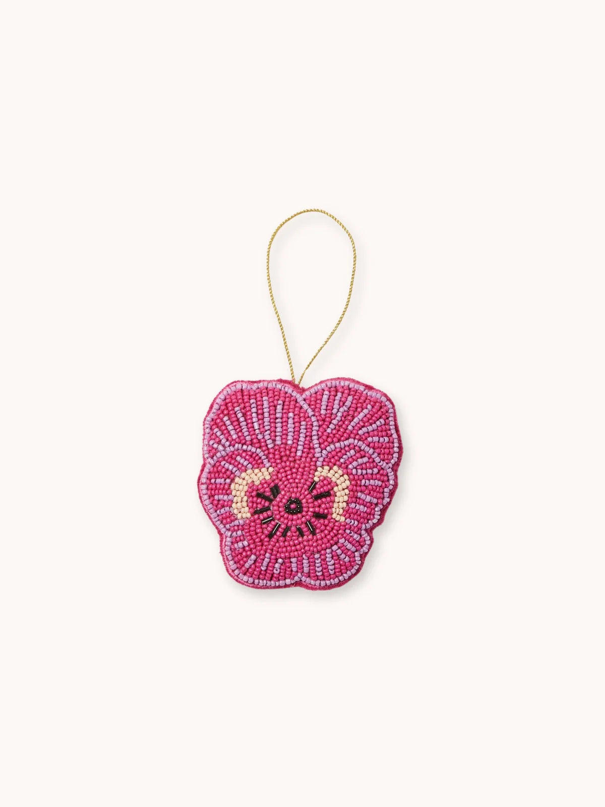 Bonnie and Neil Beaded Pansy Decoration - Pink