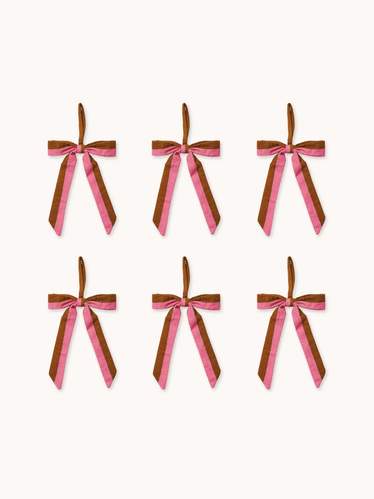 Bonnie and Neil Linen Bow Decoration Set - Pink/Tan Stripe