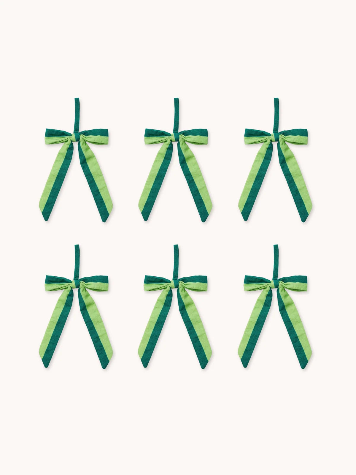 Bonnie and Neil Linen Bow Decoration Set - Green Stripe