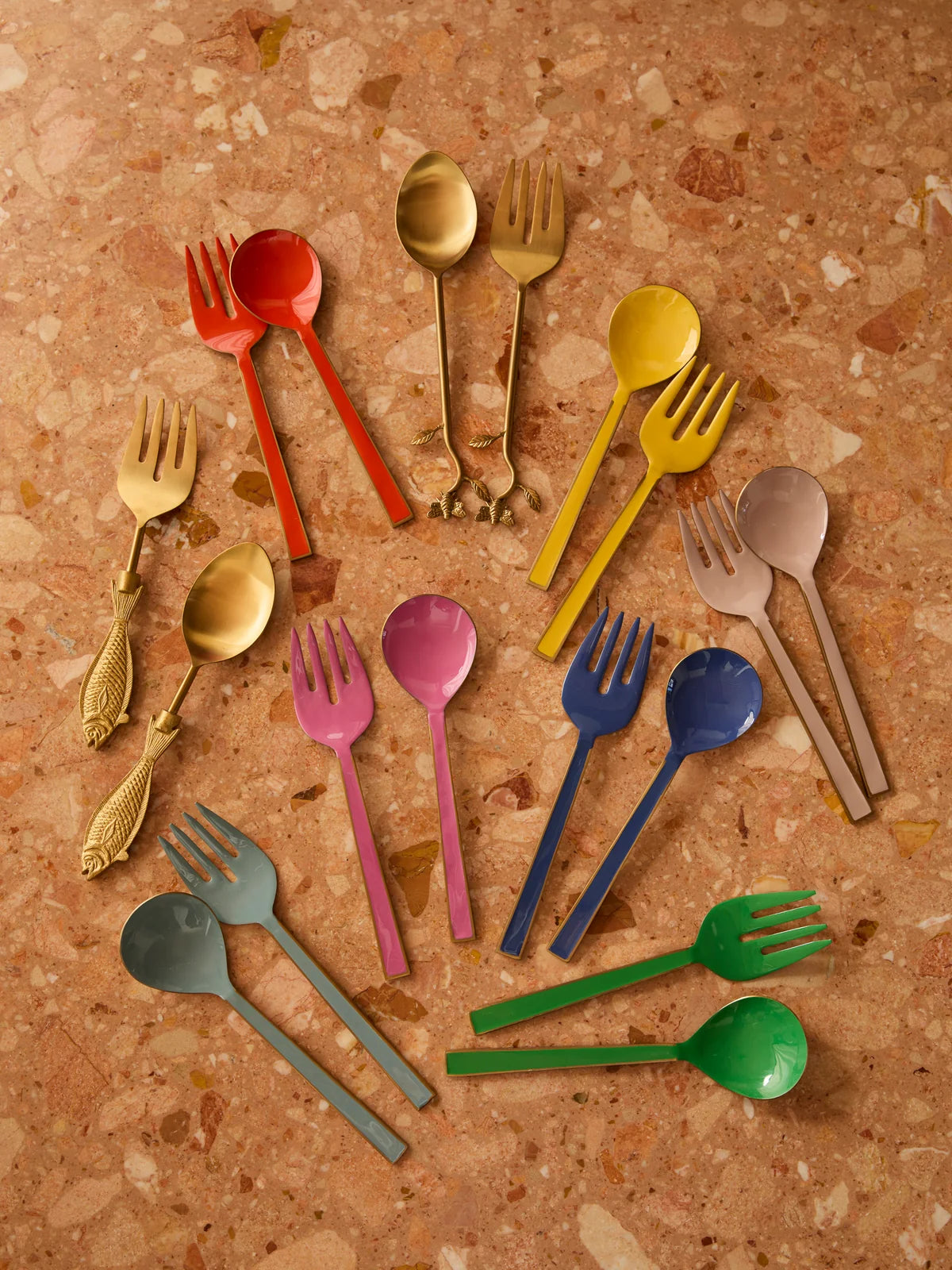 Bonnie and Neil Enamel Salad Servers - Blue