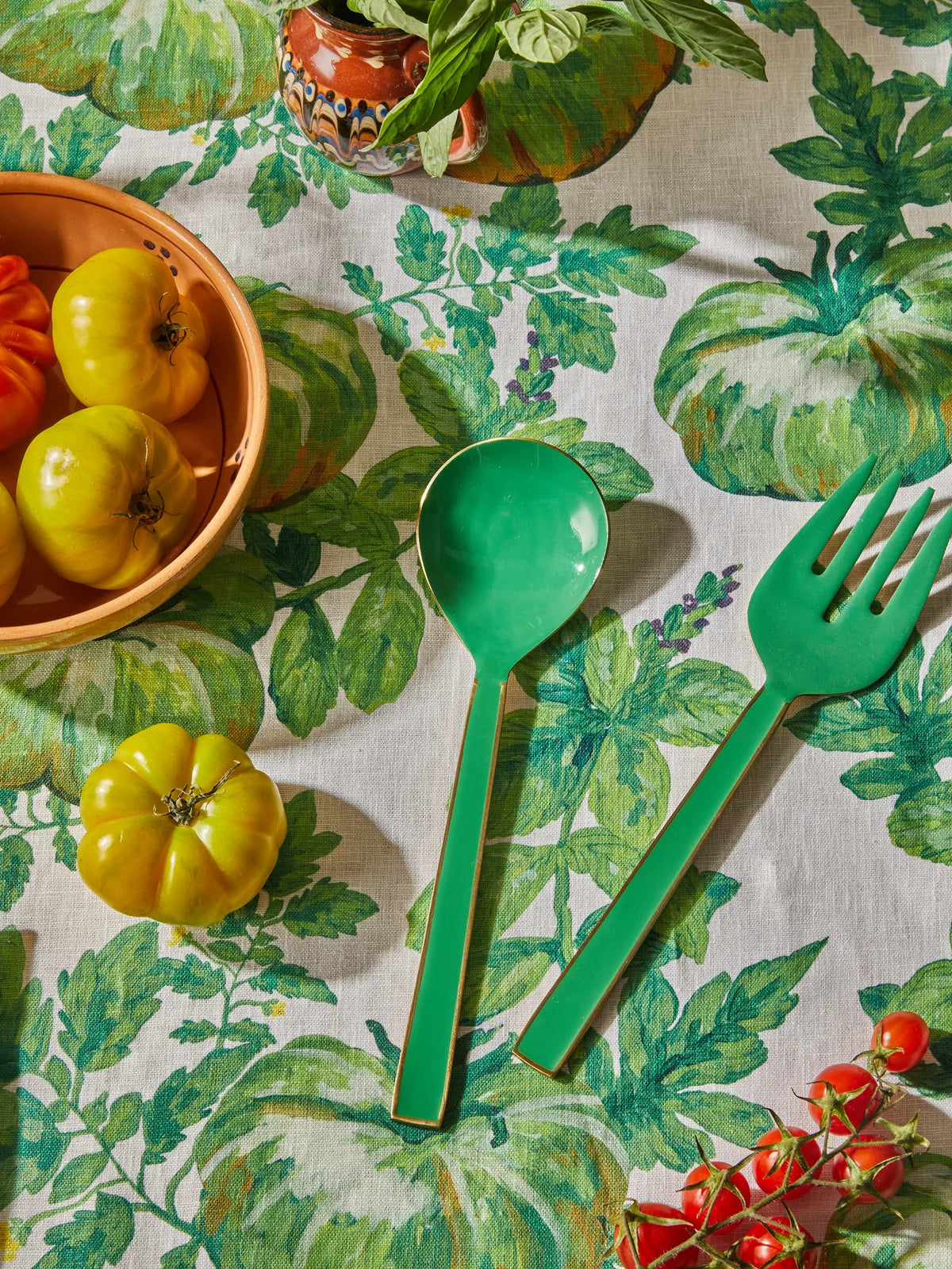 Bonnie and Neil Enamel Salad Servers - Emerald