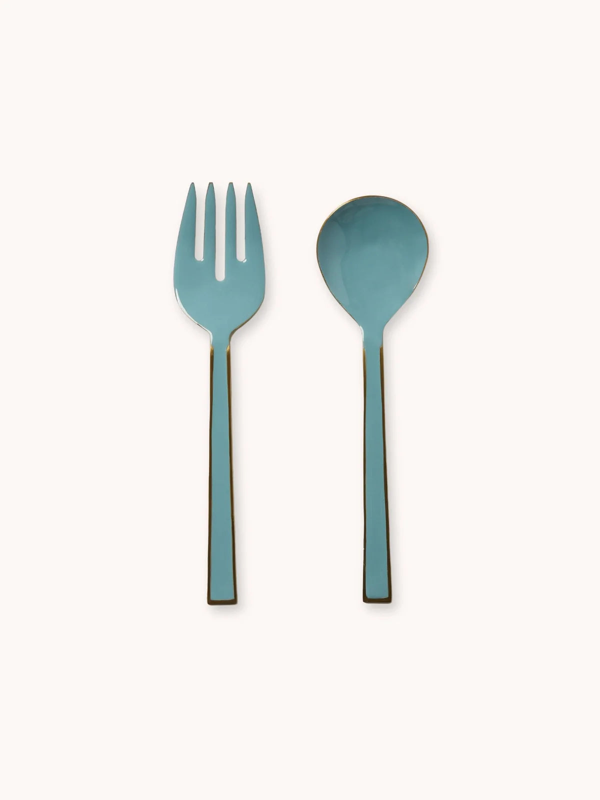 Bonnie and Neil Enamel Salad Servers - Dusty Blue