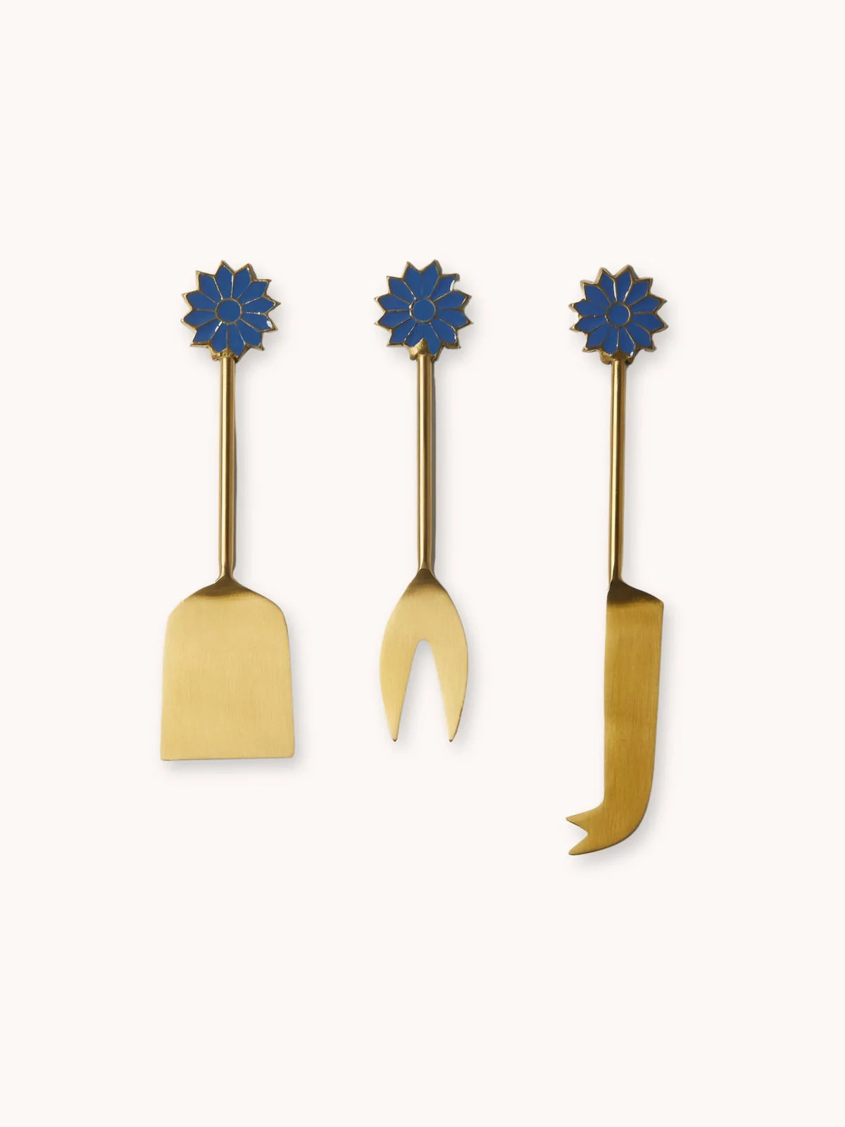 Bonnie and Neil Brass Enamel Cheese Knife Set - blue